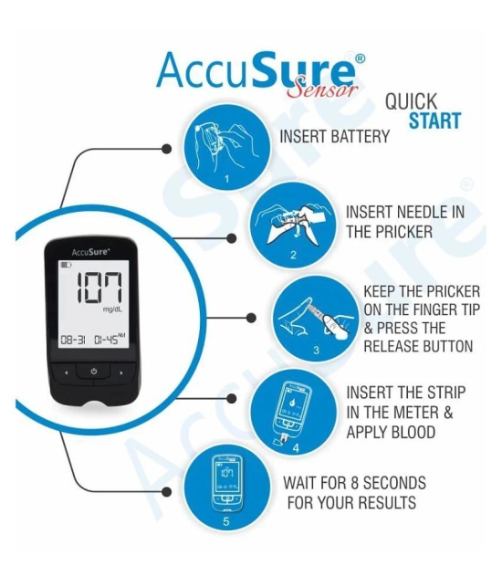 AccuSure Sensor Glucometer Test Strips Pack of 1(Pack of 25)