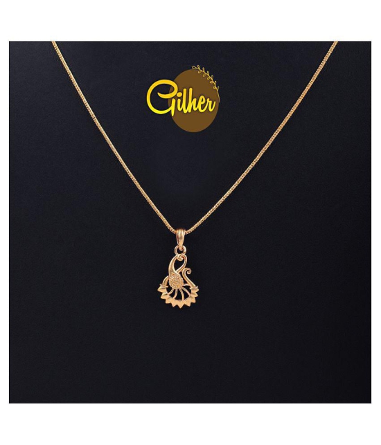 Gilherfashion Gold Plated Daily Wear Locket Chain For Women And Girls - Golden