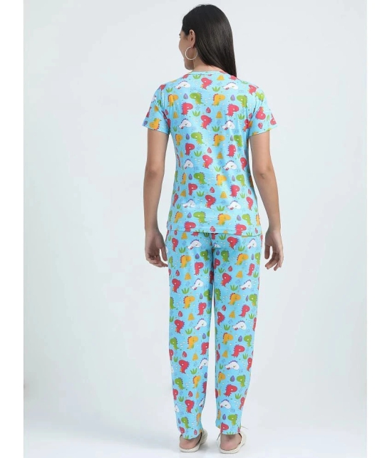 JILZ Blue Cotton Womens Nightwear Nightsuit Sets ( Pack of 1 ) - None