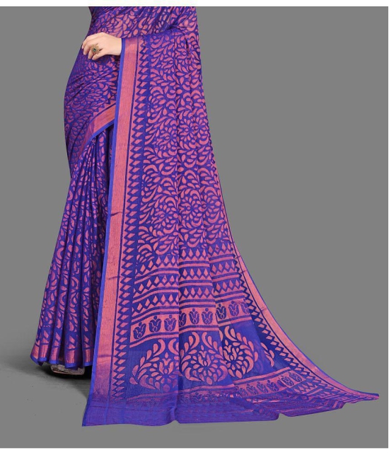 Sitanjali - Blue Brasso Saree With Blouse Piece ( Pack of 1 ) - Blue