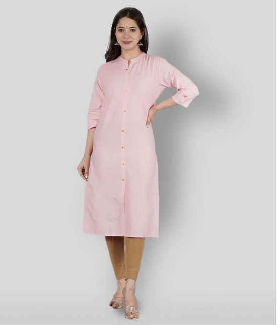 KIPEK - Pink Cotton Womens Front Slit Kurti - L