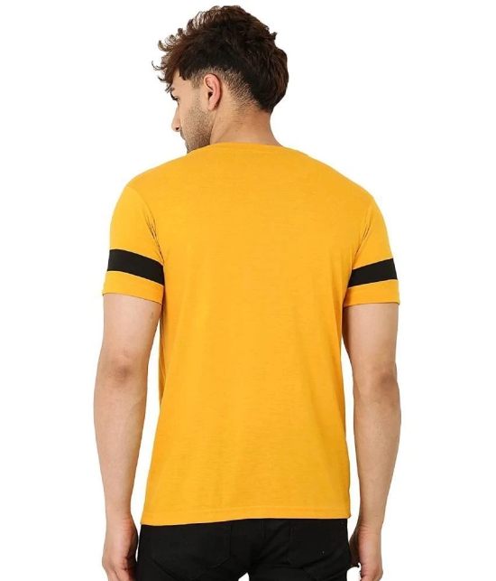 Leotude Cotton Blend Regular Fit Striped Round Half Sleeves Yellow Men T-Shirt Single Pack - None