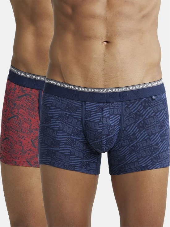 Jockey US63 Men Super Combed Cotton Elastane Printed Trunk - Assorted (Pack of 2 & Prints may vary) - None