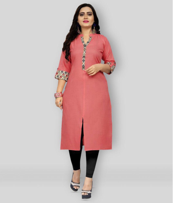 Rangrasiya - Pink Cotton Women's Front Slit Kurti ( Pack of 1 ) - XXL