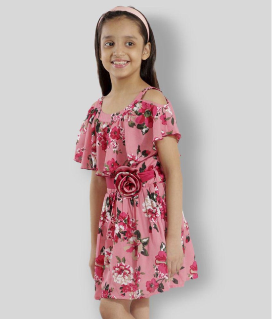 Kids Cave - Pink Crepe Girl's A-line Dress ( Pack of 1 ) - None