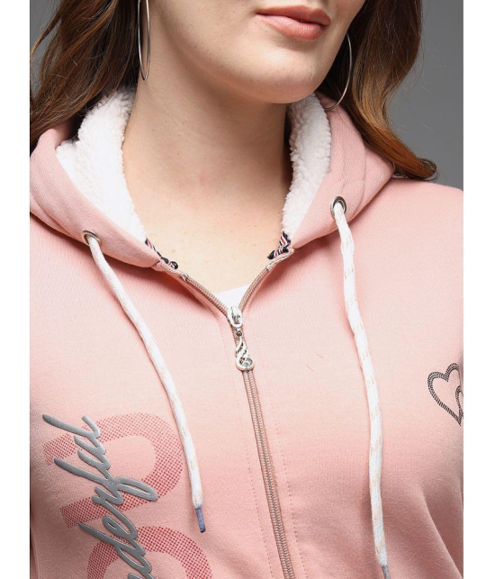 eWools.in Cotton Blend Women''s Hooded Sweatshirt ( Pink ) - None