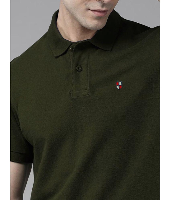 ADORATE - Olive Cotton Blend Regular Fit Men's Polo T Shirt ( Pack of 1 ) - None