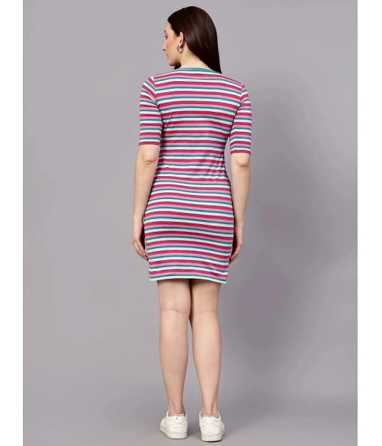 Diaz Cotton Blend Striped Mini Womens Bodycon Dress - Multicolor ( Pack of 1 ) - None