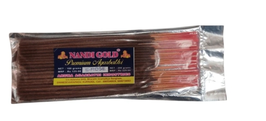 Nandi Gold Premium Agarbathi 100g Each Pack Pack Of 3 Flavours  In Pack Rudraksha,Chandan,And Rose