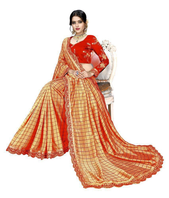 ofline selection - Orange Silk Blend Saree With Blouse Piece (Pack of 1)