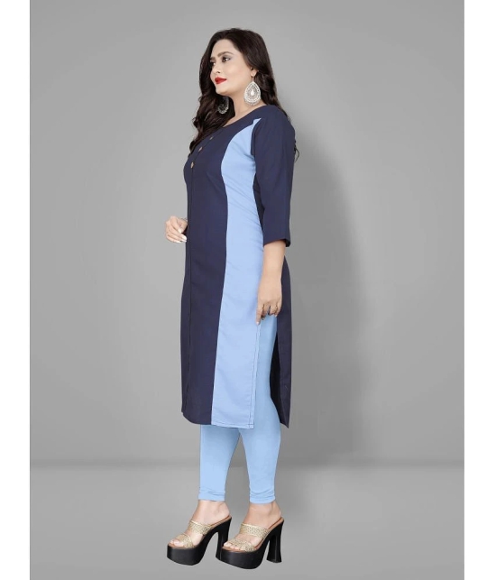 Lerkiza - Blue Cotton Blend Womens Straight Kurti ( Pack of 1 ) - None