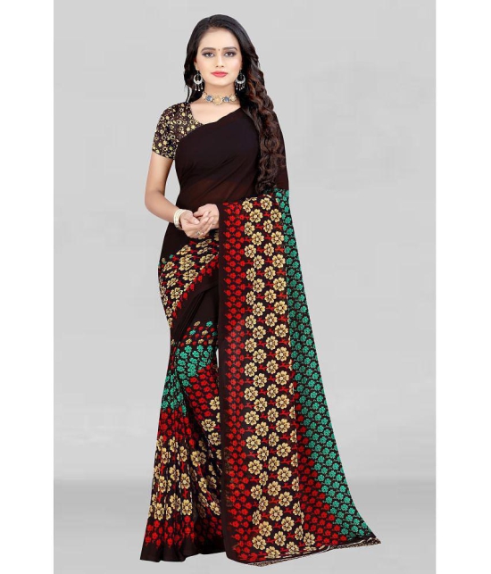 LEELAVATI - Brown Georgette Saree With Blouse Piece ( Pack of 1 ) - Brown