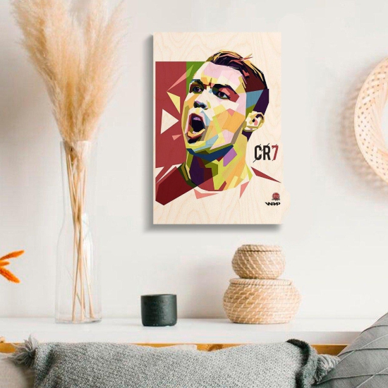 Cristiano Ronaldo WPAP Wood Print-18x12 Inch