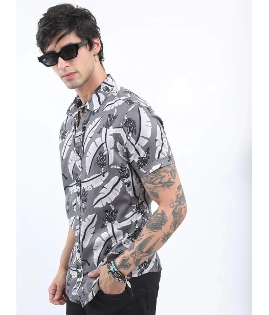 Ketch 100% Cotton Slim Fit Printed Half Sleeves Mens Casual Shirt - Grey ( Pack of 1 ) - None