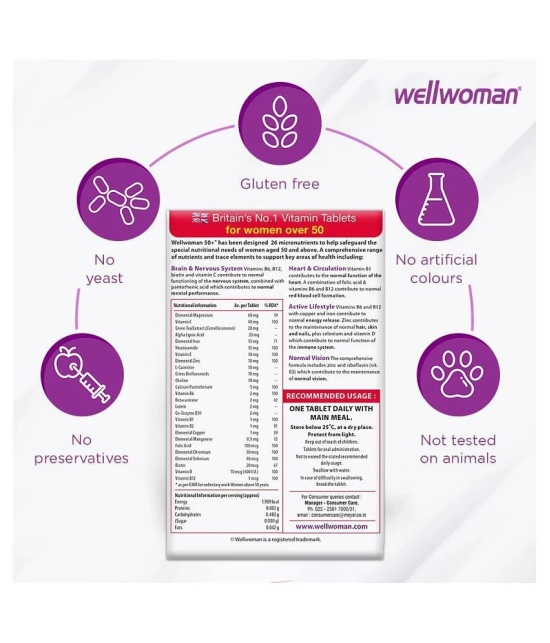 Wellwoman 50+ multivitamin health supplements for women- 30 tablets health supplement 30 no.s Multivitamins Tablets