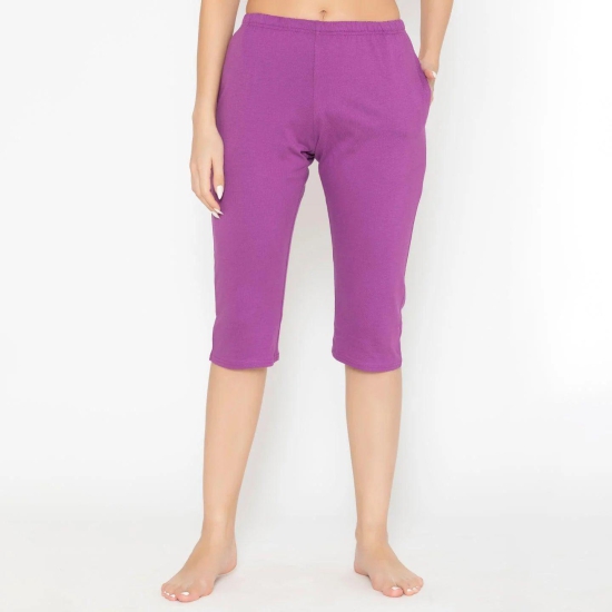 Women's Plain Knitted Capri - Purple Dahila L