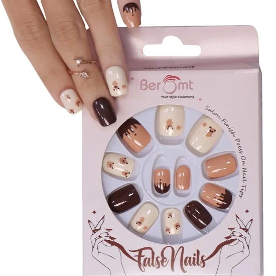 PRINTED BUTTERFLY NAILS- (NAIL KIT INCLUDED)-Teddy Brown