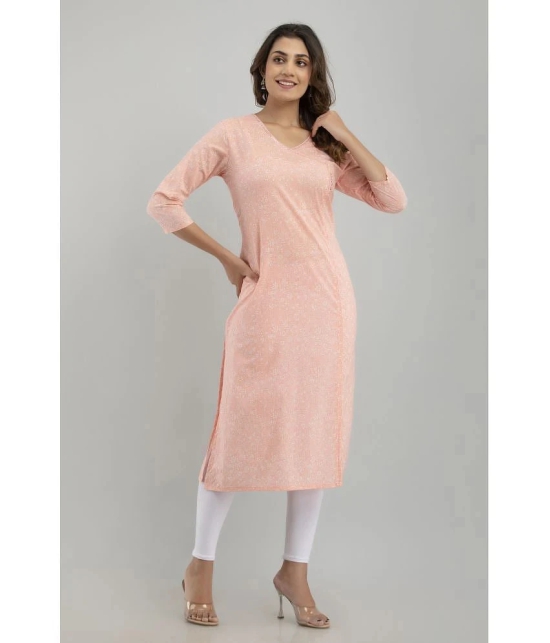 Frionkandy - Peach Cotton Womens A-line Kurti ( Pack of 1 ) - None