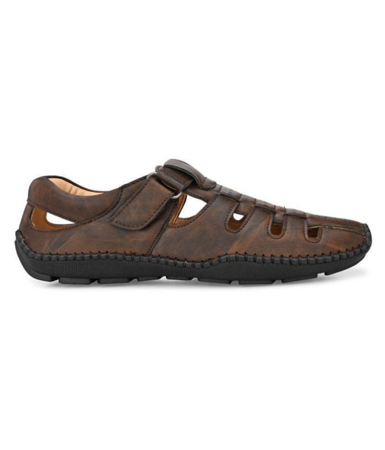 SHENCES Brown Faux Leather Sandals - 7