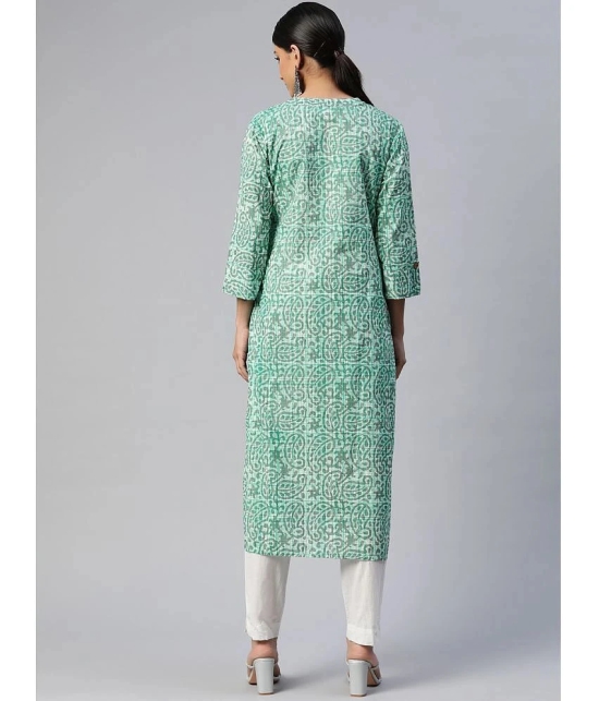 SVARCHI - Green Cotton Womens Straight Kurti ( Pack of 1 ) - None