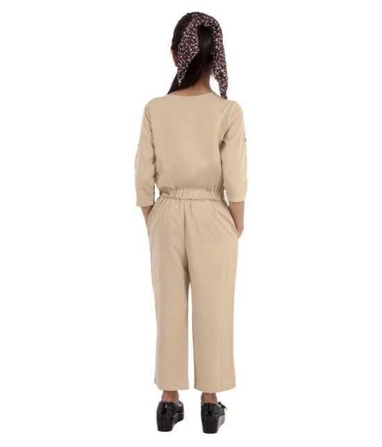 Kids Cave - Beige Crepe Girls Jumpsuit ( Pack of 1 ) - None