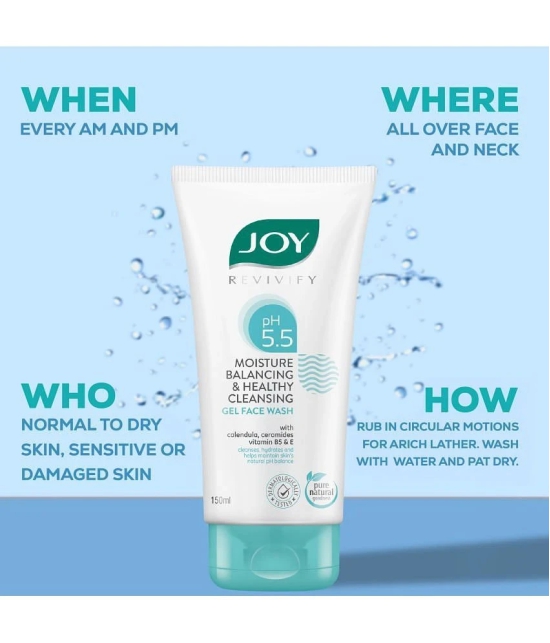 Joy pH 5.5 Healthy Cleansing Gel With Ceramides, Vitamin B5, E Face Wash (150ml X 2)