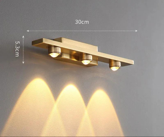 Hdc 3 Led Cob Golden Body Led Wall Light Mirror Vanity Picture Lamp - Warm White