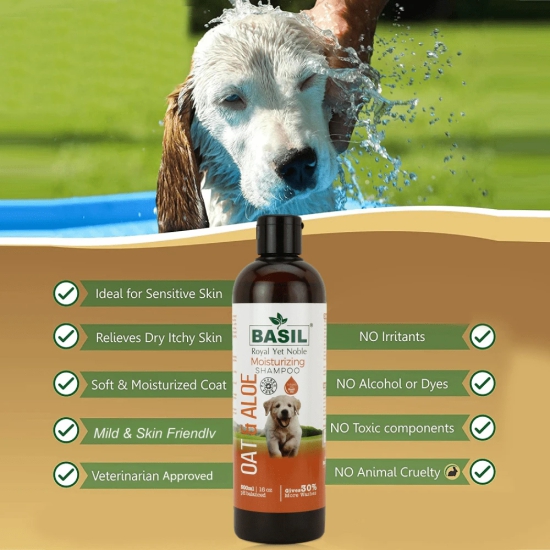 Basil Oat  Aloe Moisturising Shampoo for Dogs and Cats-500mL