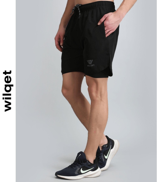 Mens 2IN1 Running Shorts-Black / S