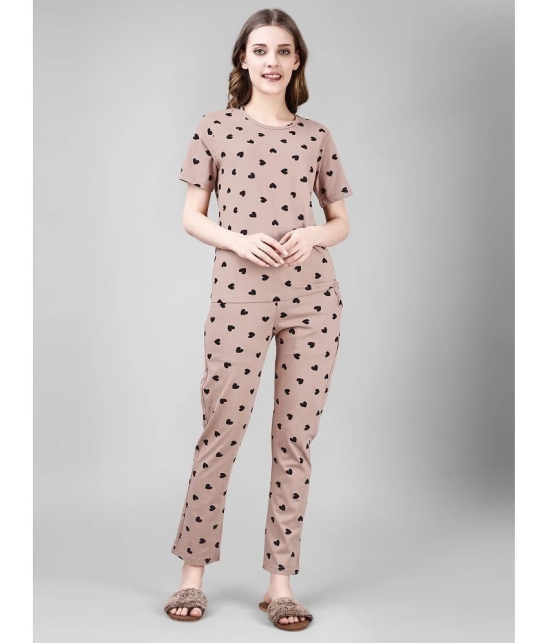 Smarty Pants Brown Cotton Womens Nightwear Nightsuit Sets ( Pack of 1 ) - None