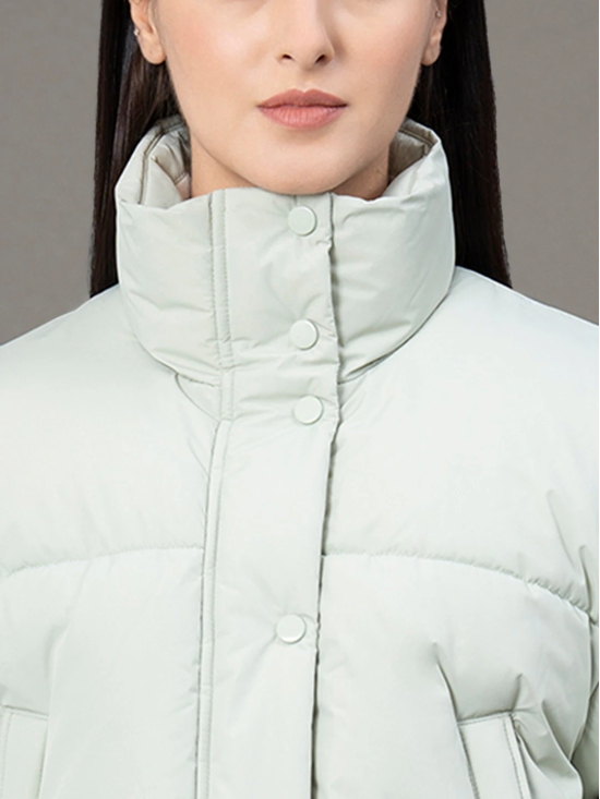 RedTape Stand Collar Padded Jacket for Women |  Zipper & Button Closure | Enhanced Comfort