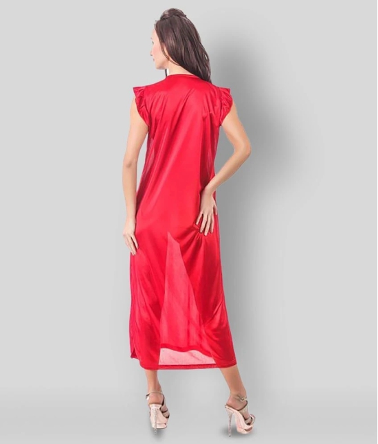 Fasense - Red Satin Womens Nightwear Nighty & Night Gowns ( Pack of 1 ) - L