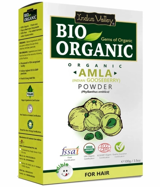 Indus Valley BIO Organic Amla + Bhringraj + Brahmi Natural Powder- 3-in-1 Combo Pack (300 g)