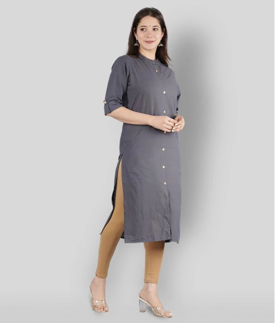 KIPEK - Grey Cotton Womens Front Slit Kurti ( Pack of 1 ) - XXL