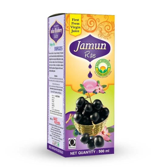 Basic Ayurveda Jamun Ras (Indian Black Berry)  | Keep Skin Fresh | Good for Eye & Skin Health | Regulate Blood Sugar Level | Keeps Teeth and Gums Healthy | Natural Blood Purifier.-500 Ml