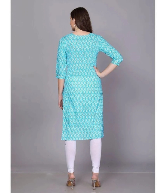 JC4U Cotton Printed Straight Womens Kurti - Turquoise ( Pack of 1 ) - None