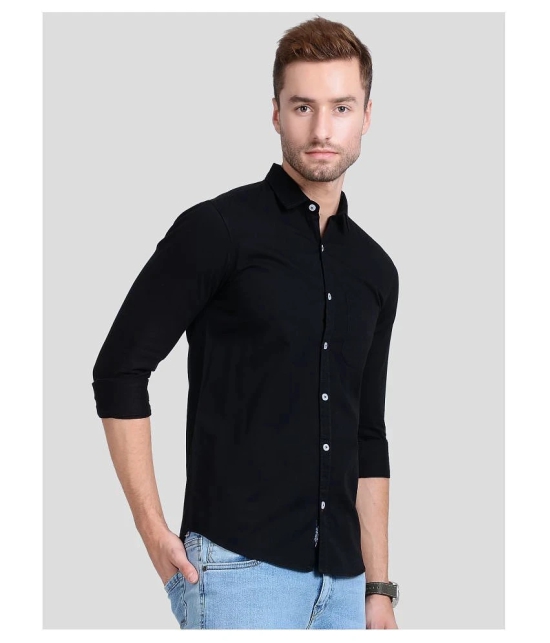 Paul Street Cotton Blend Slim Fit Solids Mens Casual Shirt - Black ( Pack of 1 ) - None