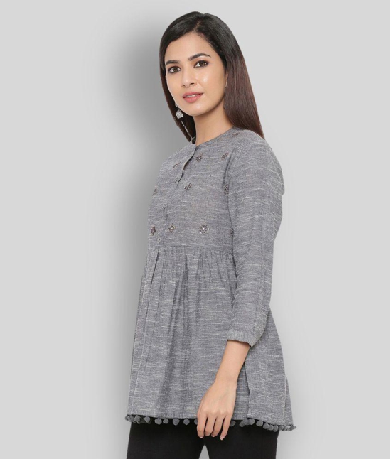 KIPEK - Dark Grey Cotton Women's Empire Top ( Pack of 1 ) - 2XL