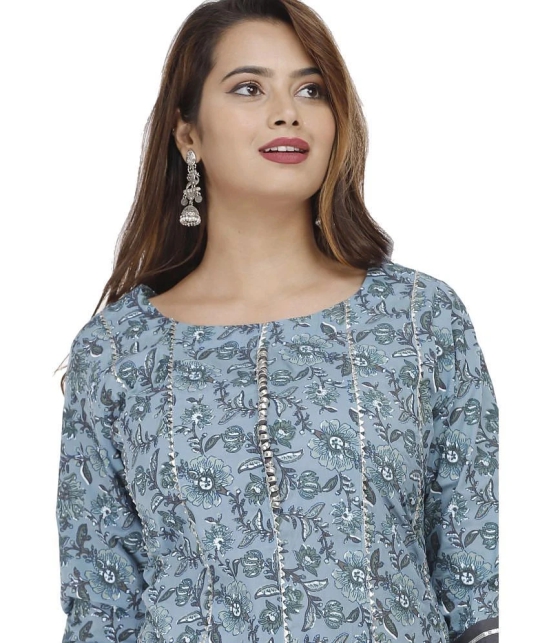 JC4U - Grey Melange Cotton Womens Flared Kurti ( Pack of 1 ) - 2XL