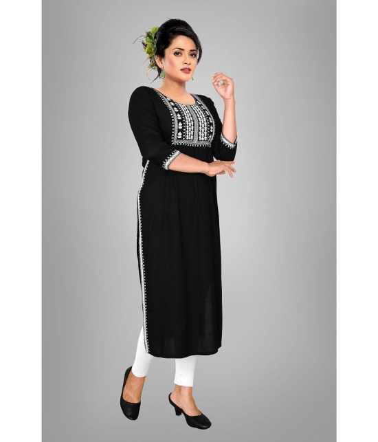 haya fashion - Black Rayon Women's Straight Kurti ( Pack of 1 ) - None