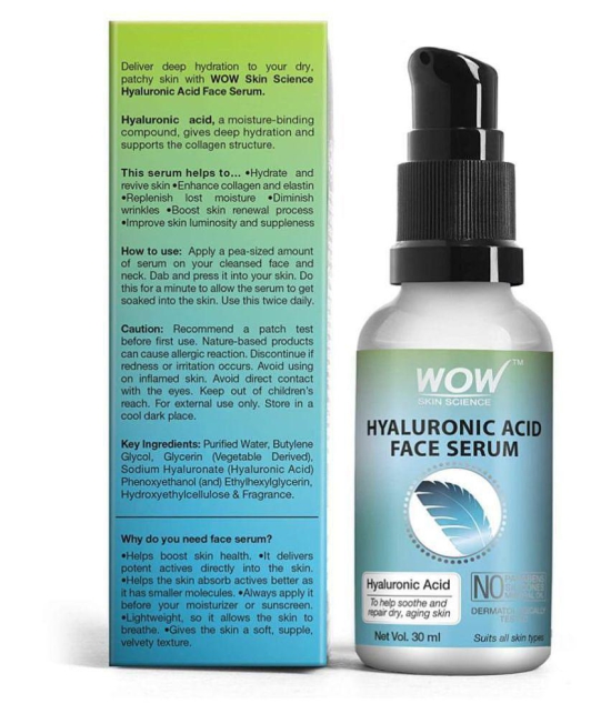 WOW Skin Science Hyaluronic Acid Face Serum - Soothing & Repairing Dry and Aging Skin - For All Skin Types - No Parabens, Silicones & Mineral Oil - Glass Bottle - 30ml