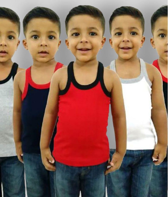 Hap Kings - Multicolor Cotton Blend Boys Vest ( Pack of 5 ) - 7 Years