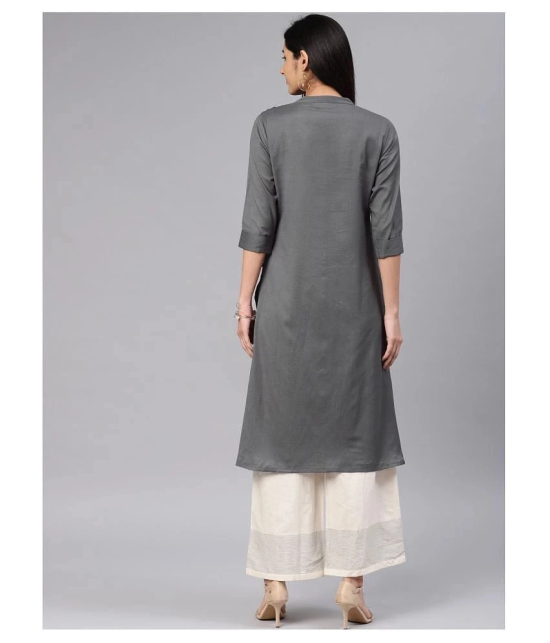 Alena Grey Cotton Straight Kurti - M