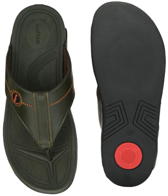 softio - Olive Men's Thong Flip Flop - None