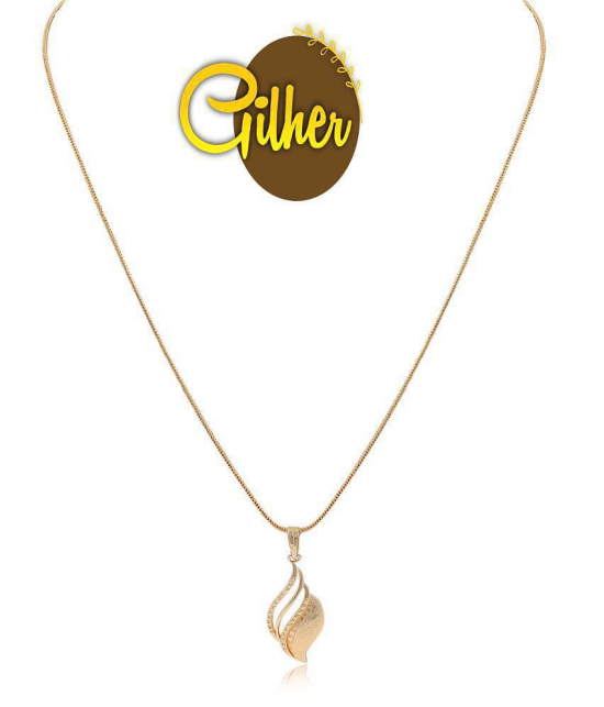 Gilher Gold Plated Daily Wear Locket+24 Inch Chain For Women And Girls. - Golden