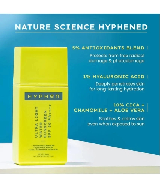 Hyphen Ultra Light Water Sunscreen SPF 50 PA ++++ UVA-UVB & Blue Light Protection No White Cast