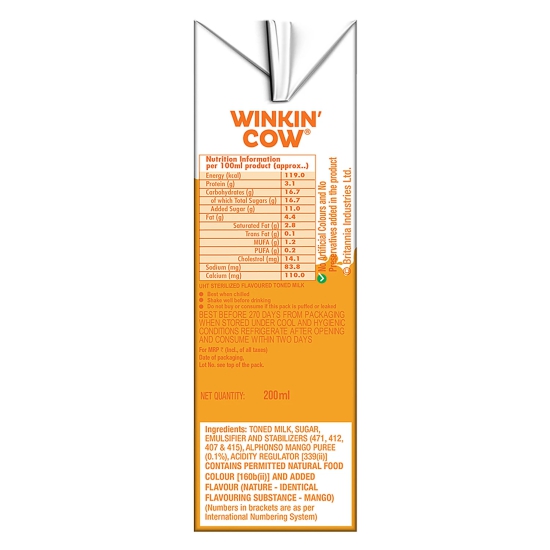 Britannia Winkin Cow Mango Milkshake, 180 ml