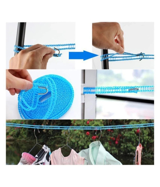 Dhanak 5 Meters_(Pack of 1)_Laundry Drying ClothesRope/ClothesLine with SteelHooks_Nylon_Anti-Slip_Portable_Indoor/Outdoor Use_Random Color