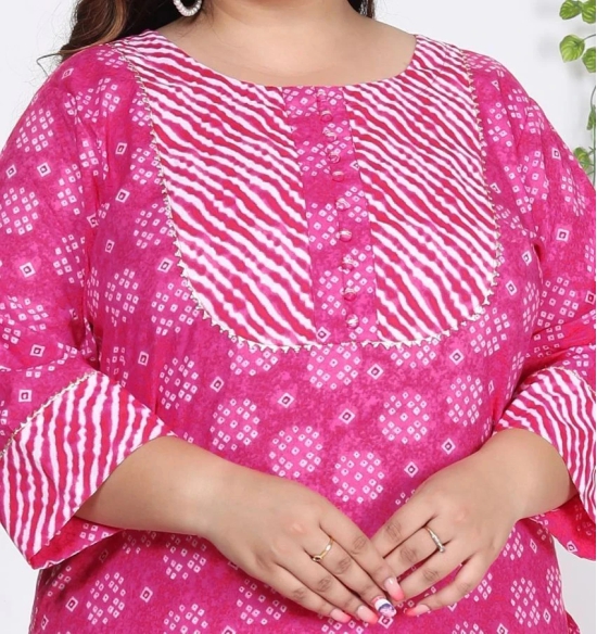 Swasti Cotton Printed Straight Womens Kurti - Pink ( Pack of 1 ) - None