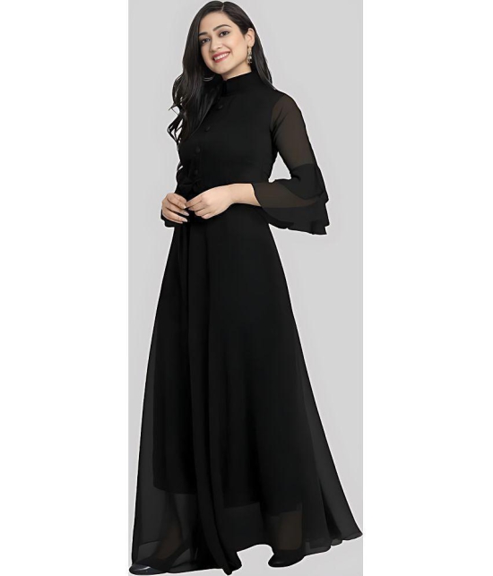 JASH CREATION - Black Georgette Womens Gown ( Pack of 1 ) - None